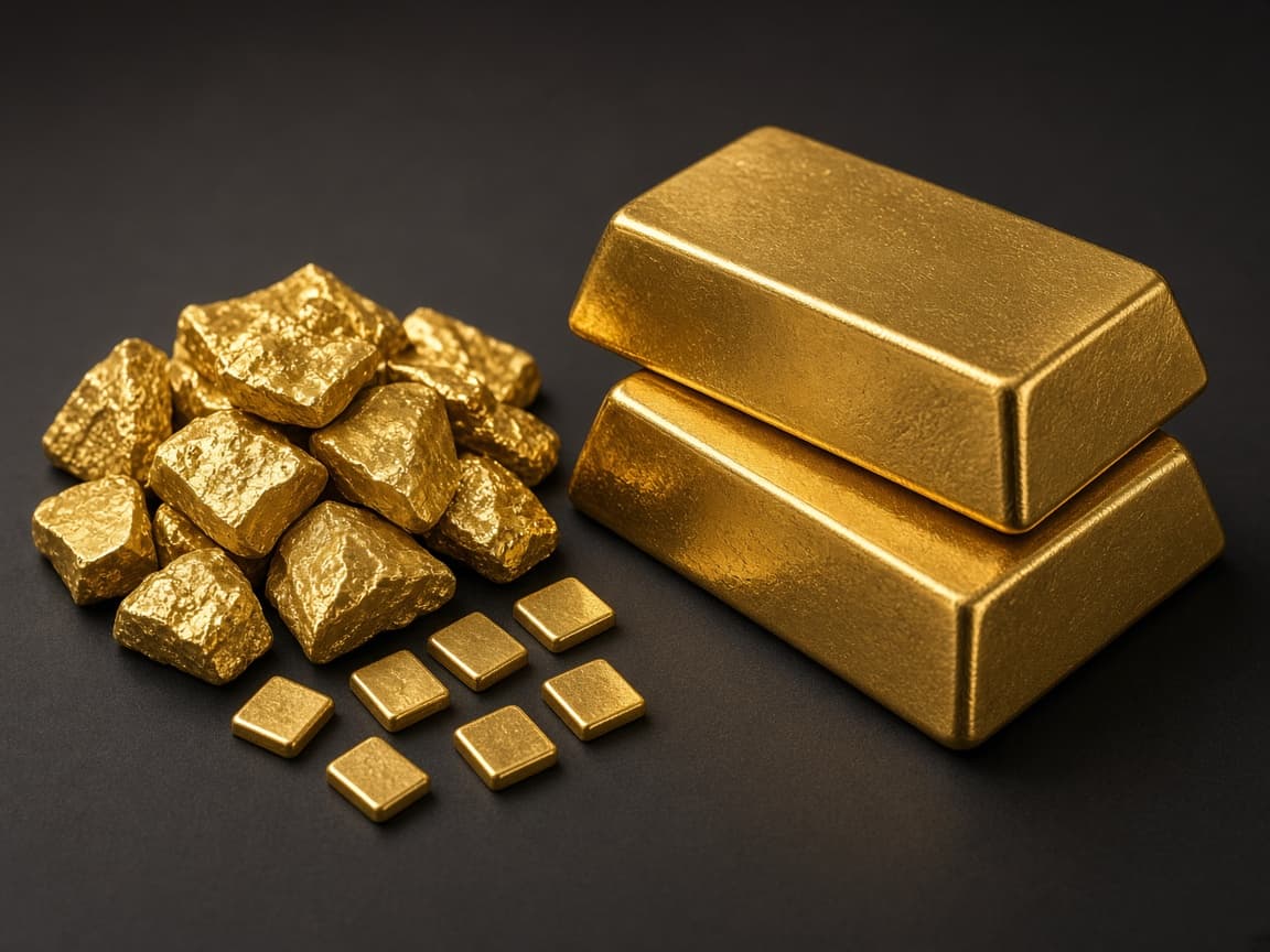 Gold bar pieces prepared for assessment